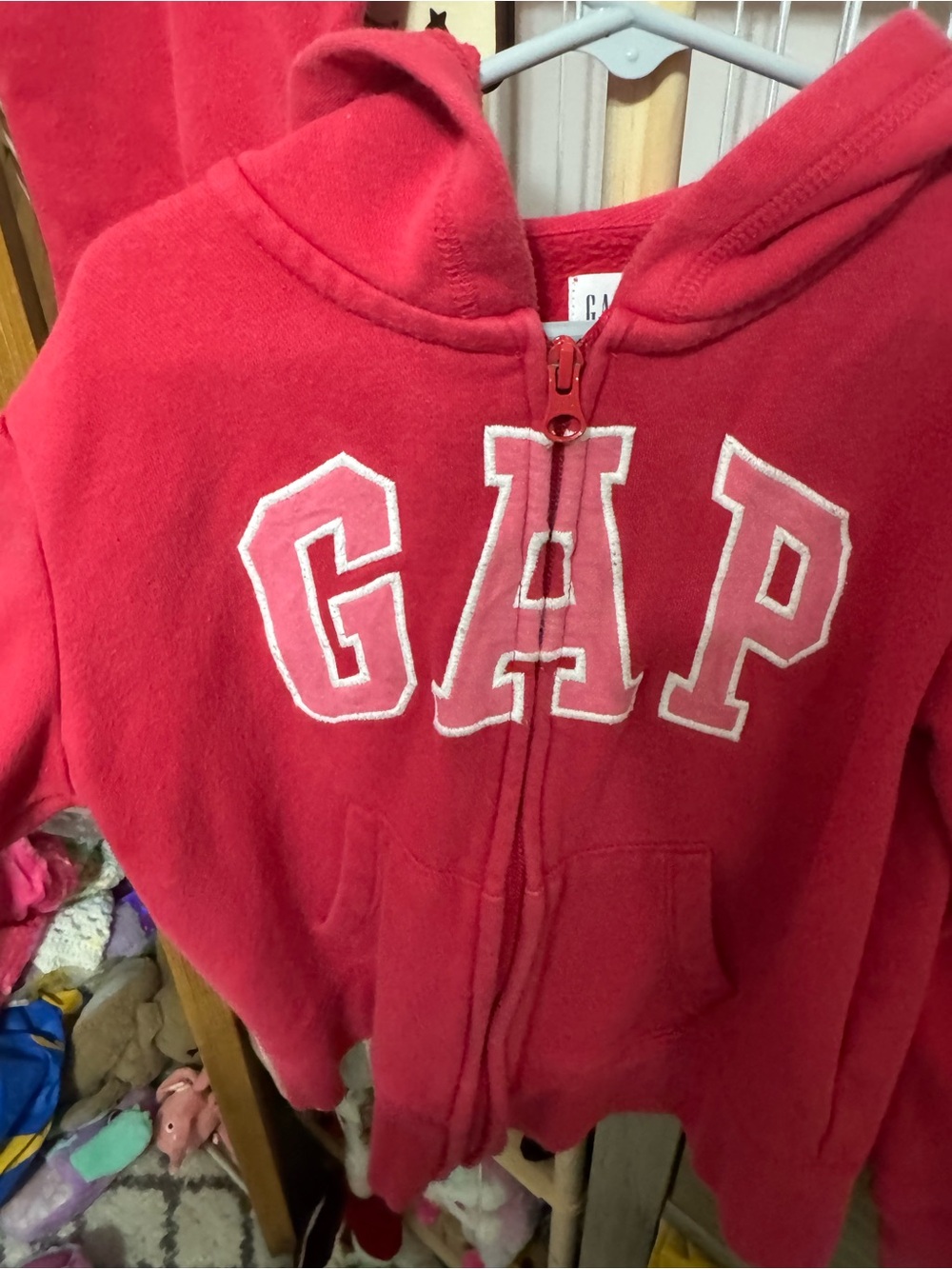 GAP Kids Pink-Red Hooded Zip Fleece Sweatshirt